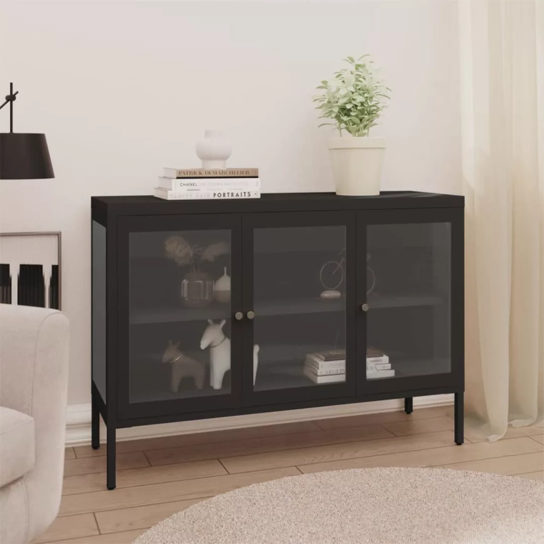 Sideboard Schwarz 70x35x70 Cm Stahl Und Glas günstig online kaufen