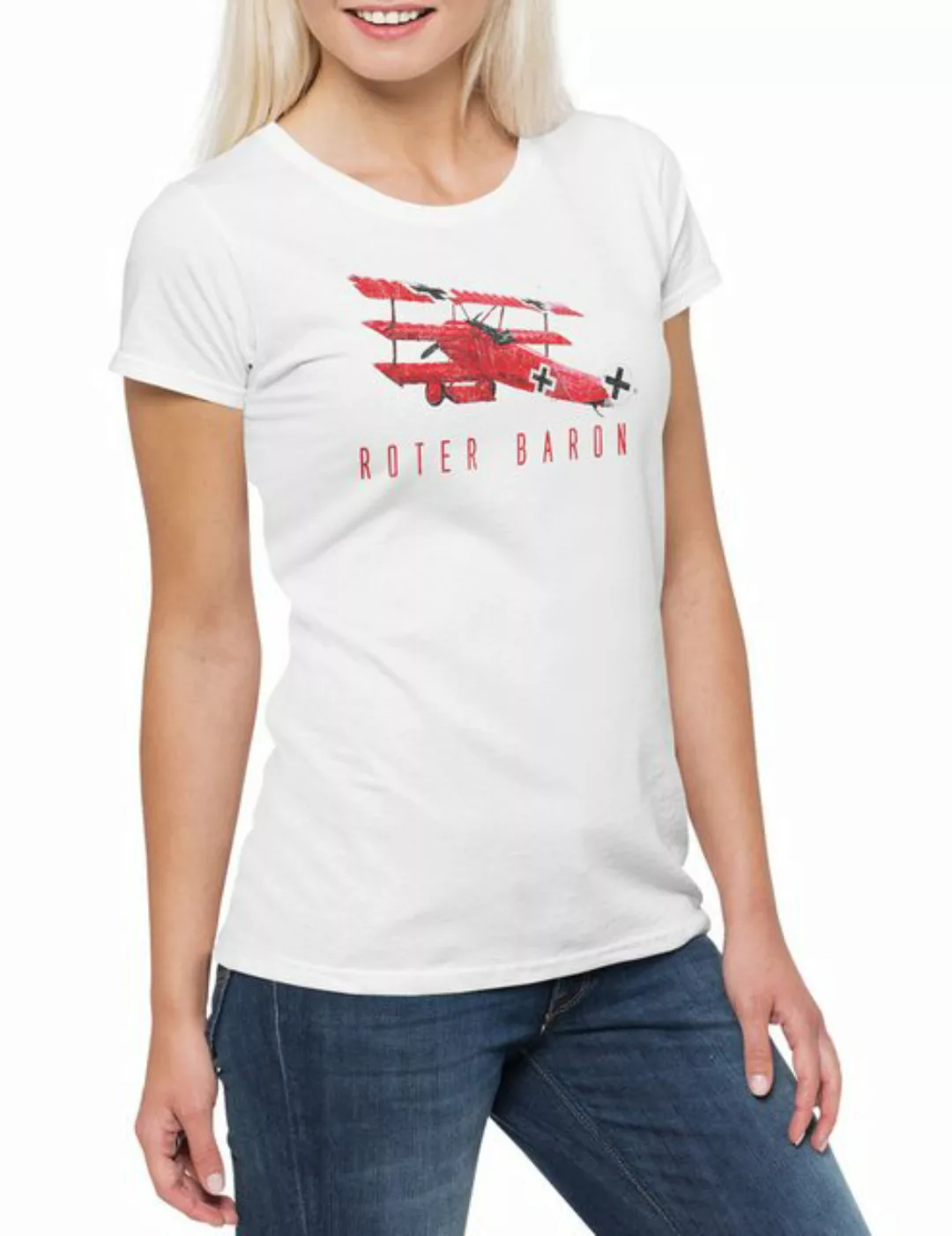 Urban Backwoods Print-Shirt Roter Baron Damen T-Shirt Air Force Red Baron R günstig online kaufen