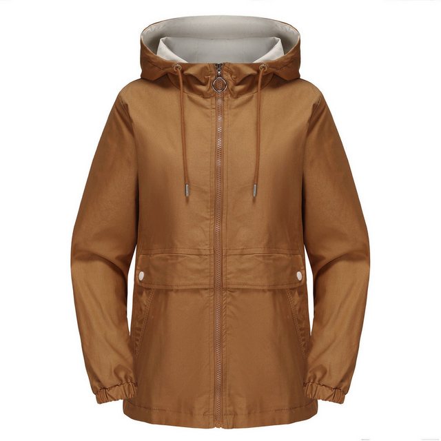 Nebelmeer Funktionsjacke Kapuzen-Trenchcoat in Unifarben für Damen, langärm günstig online kaufen