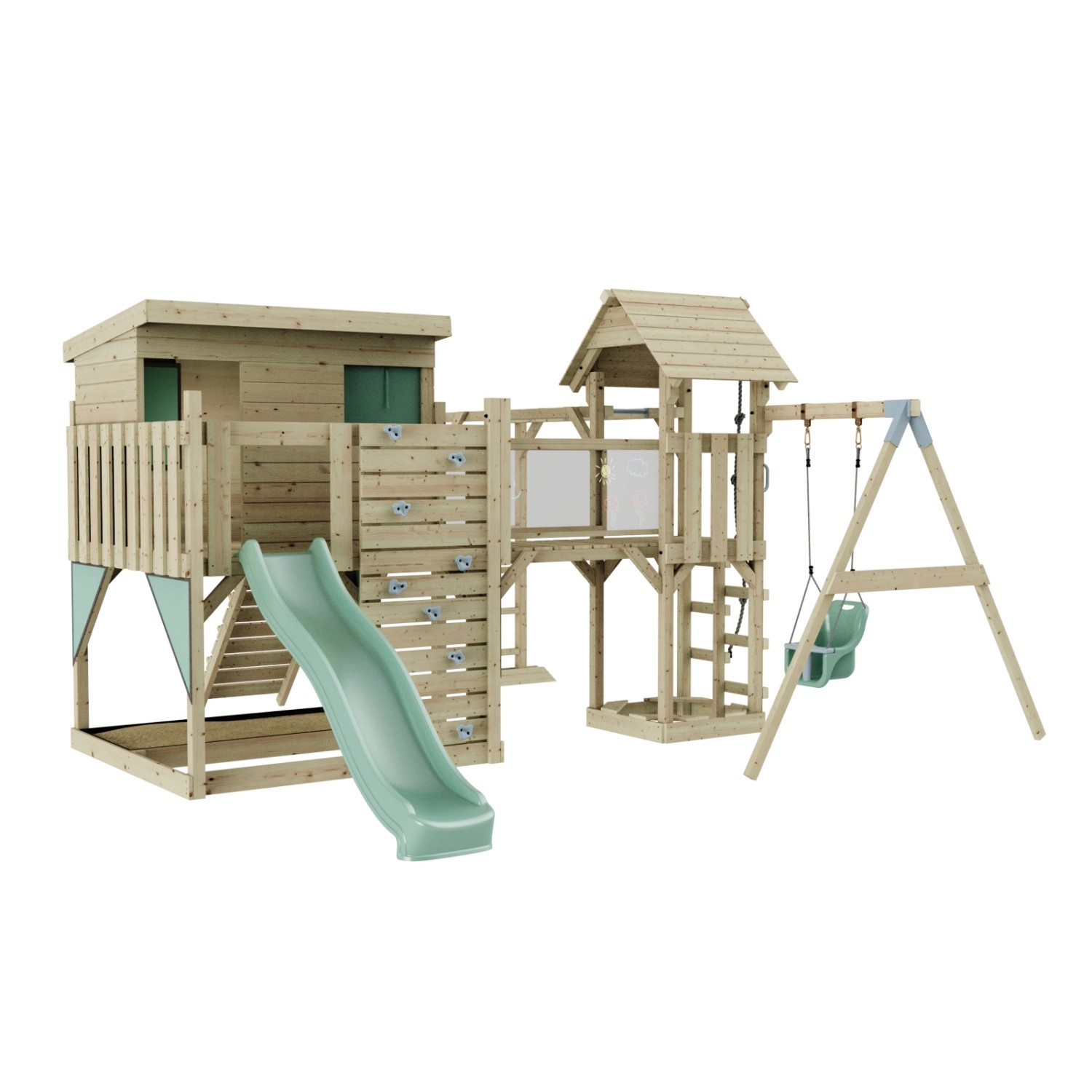 OutdoorToys Spielturm Inga mit Babyschaukel Mintgrün günstig online kaufen