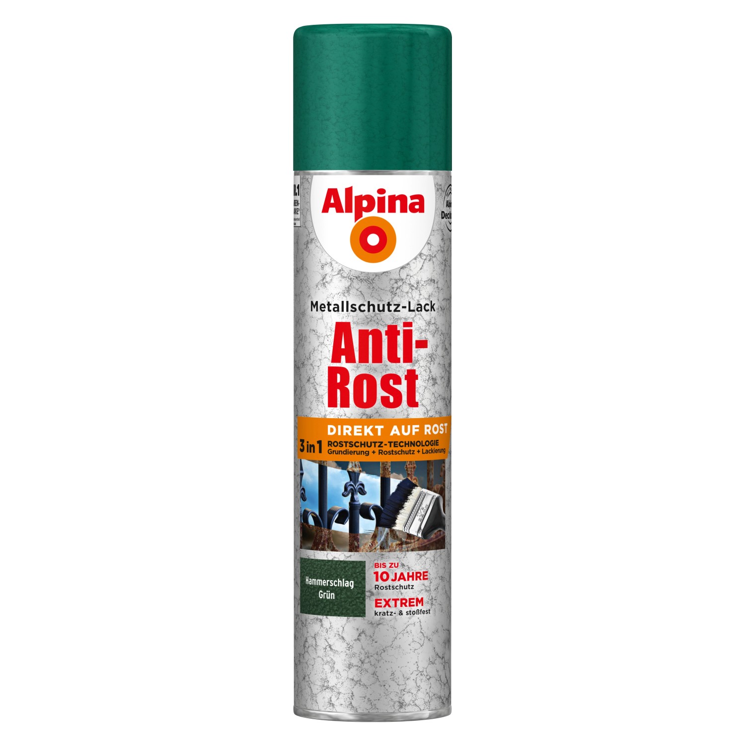 Alpina Metallschutz-Lack Anti-Rost Spray Grün Hammerschlag 400 ml günstig online kaufen