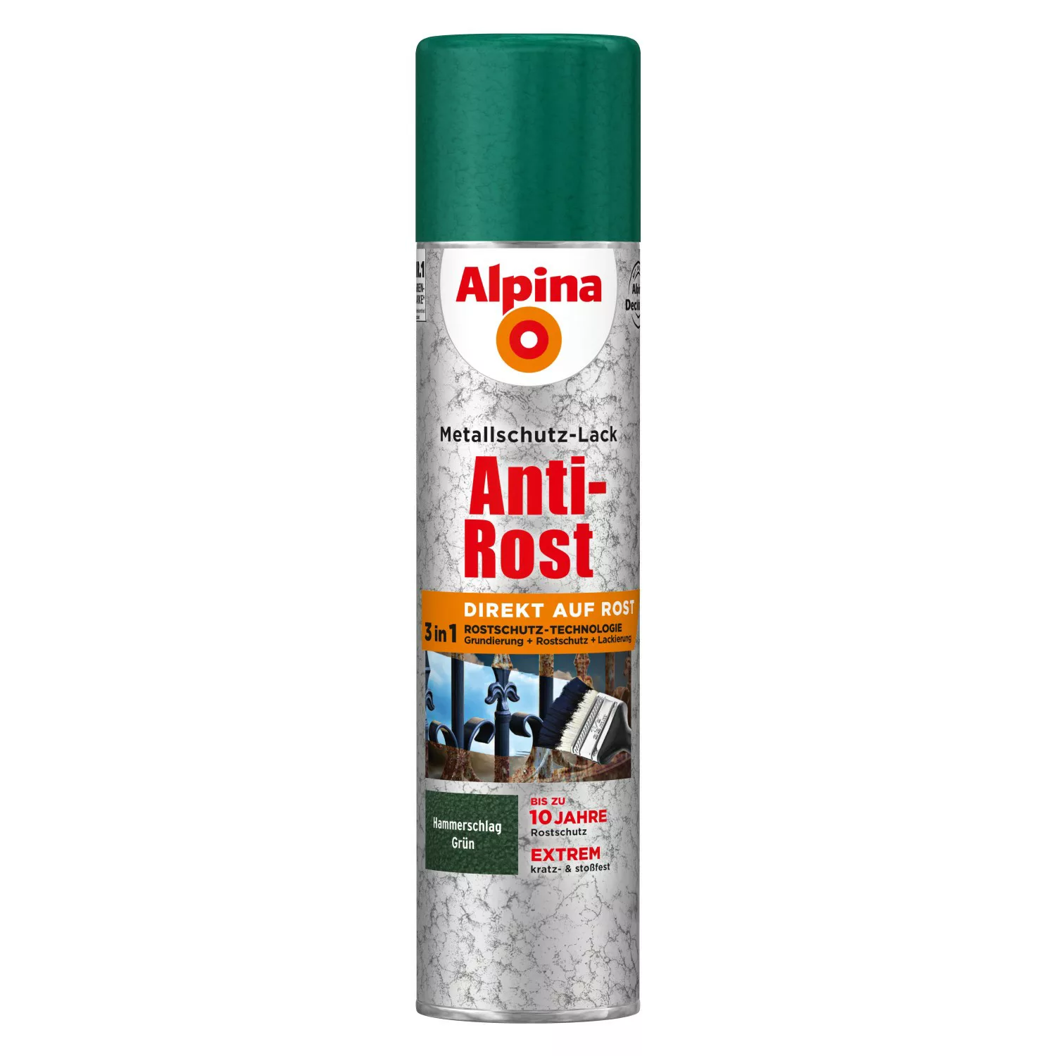 Alpina Metallschutz-Lack Anti-Rost Spray Grün Hammerschlag 400 ml günstig online kaufen