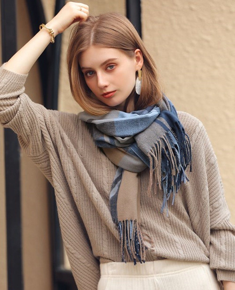 XDeer Wollschal Damen Schal,kuschelweich Karo,Winter Schal günstig online kaufen
