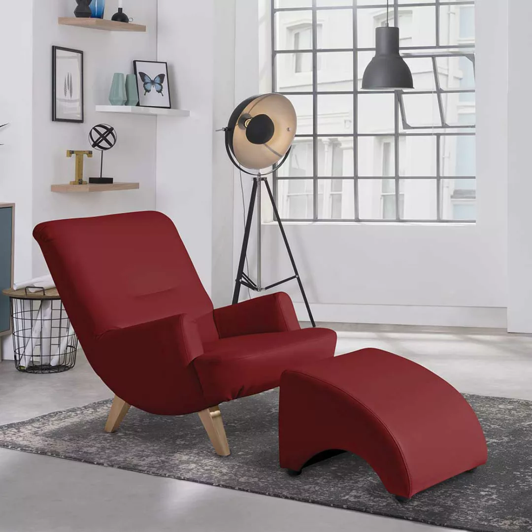 Polstersessel rot Kunstleder in modernem Design 101 cm tief günstig online kaufen