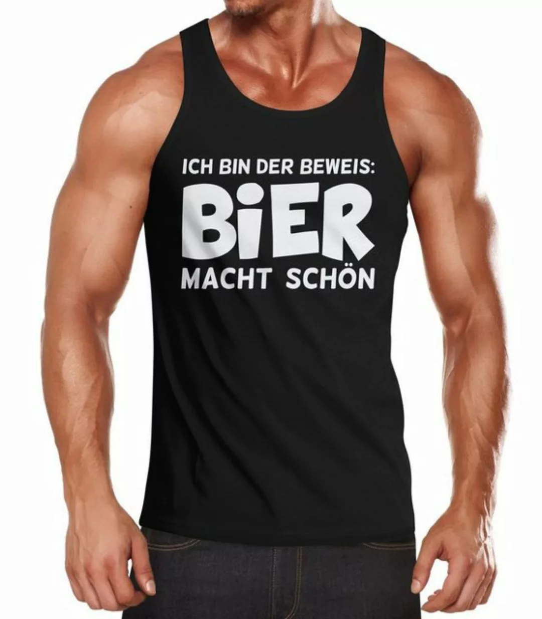 MoonWorks Tanktop Herren Tanktop Ich bin der Beweis Bier macht schön Moonwo günstig online kaufen