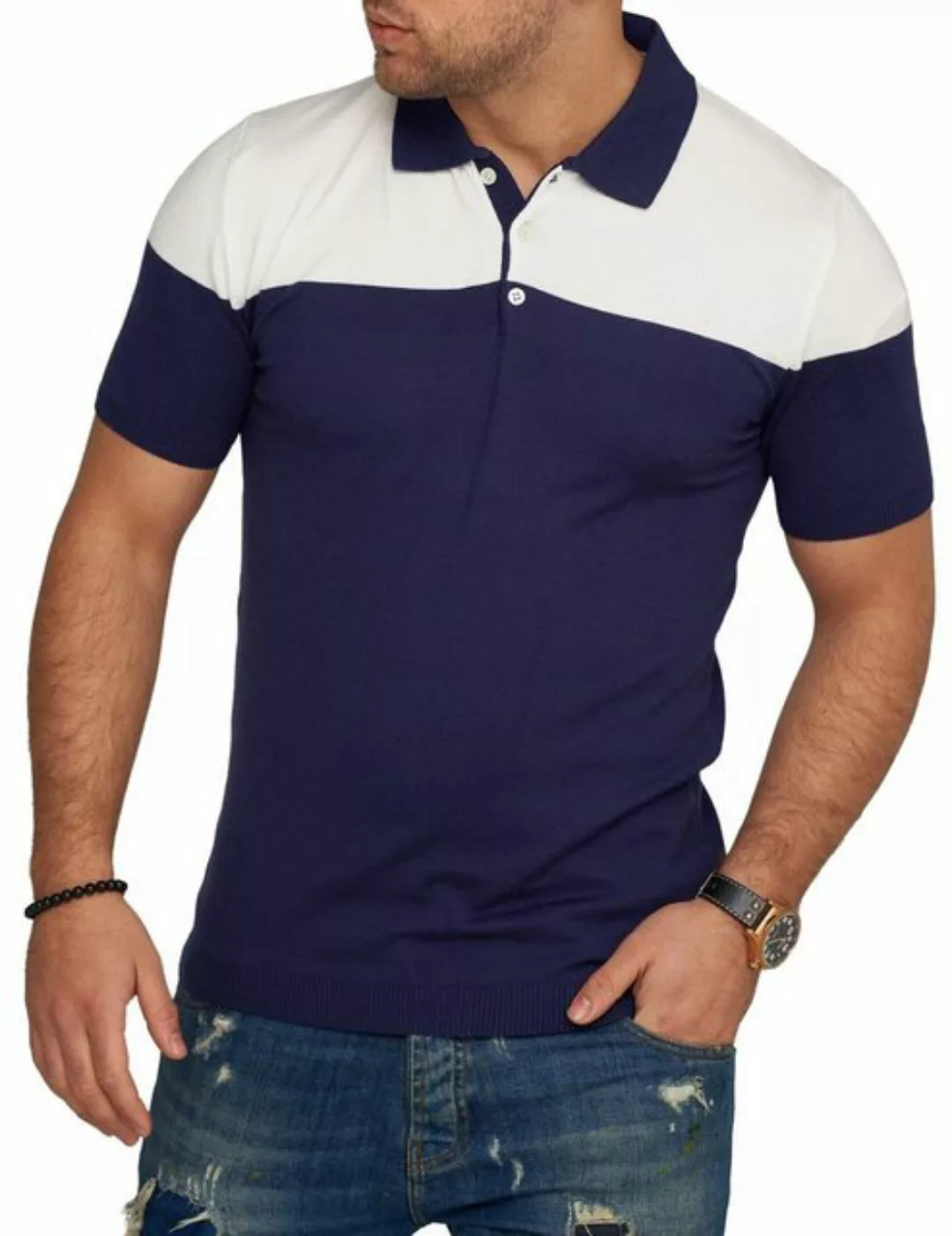 CARISMA Poloshirt CRPARATI Strick Kurzarm Polo T-Shirt Color-Block günstig online kaufen