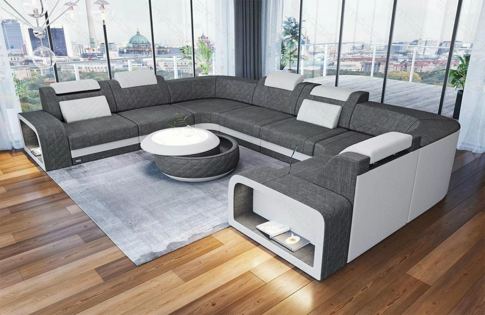 Sofa Dreams Wohnlandschaft Polster Couch Stoff Sofa Foggia U Form Stoffsofa günstig online kaufen