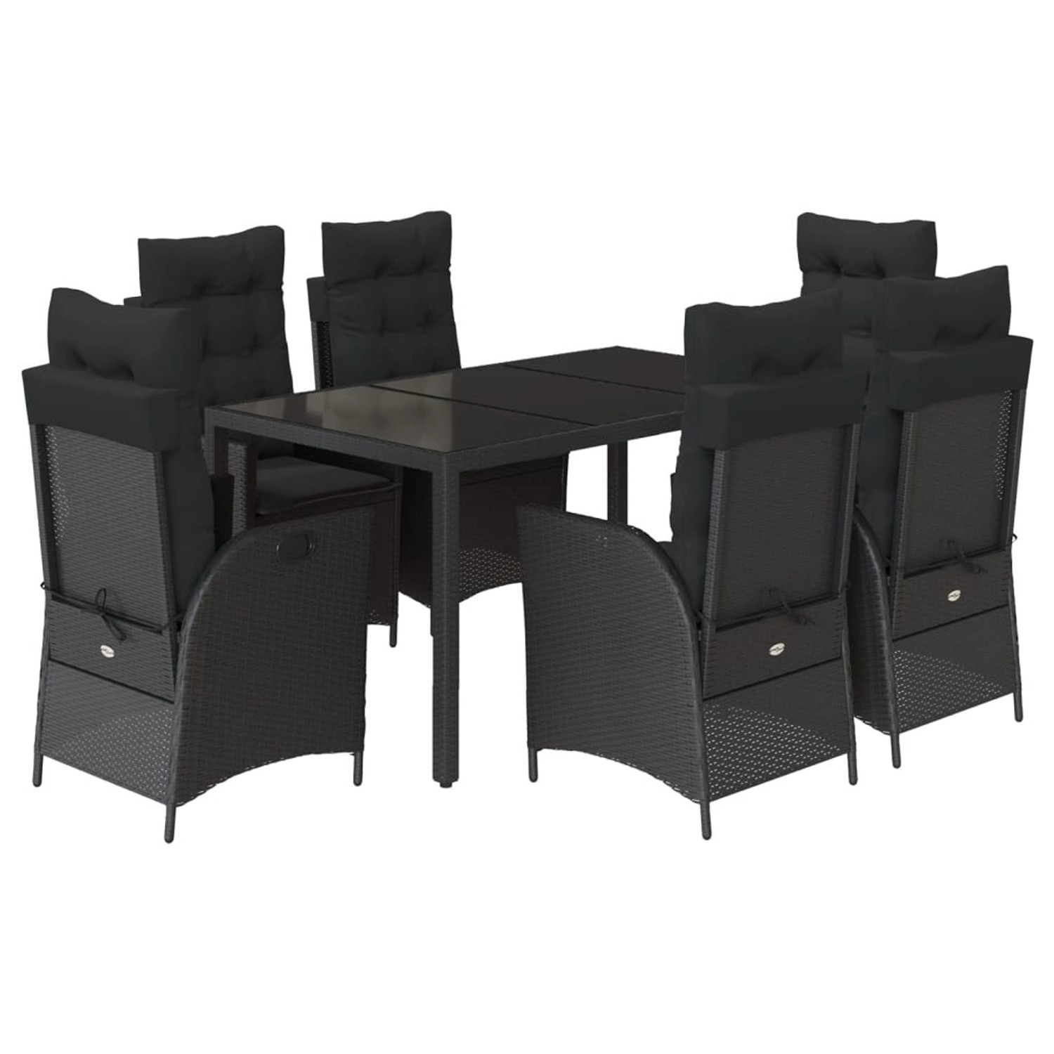 vidaXL 7-tlg Garten-Essgruppe mit Kissen Schwarz Poly Rattan Modell 142 günstig online kaufen