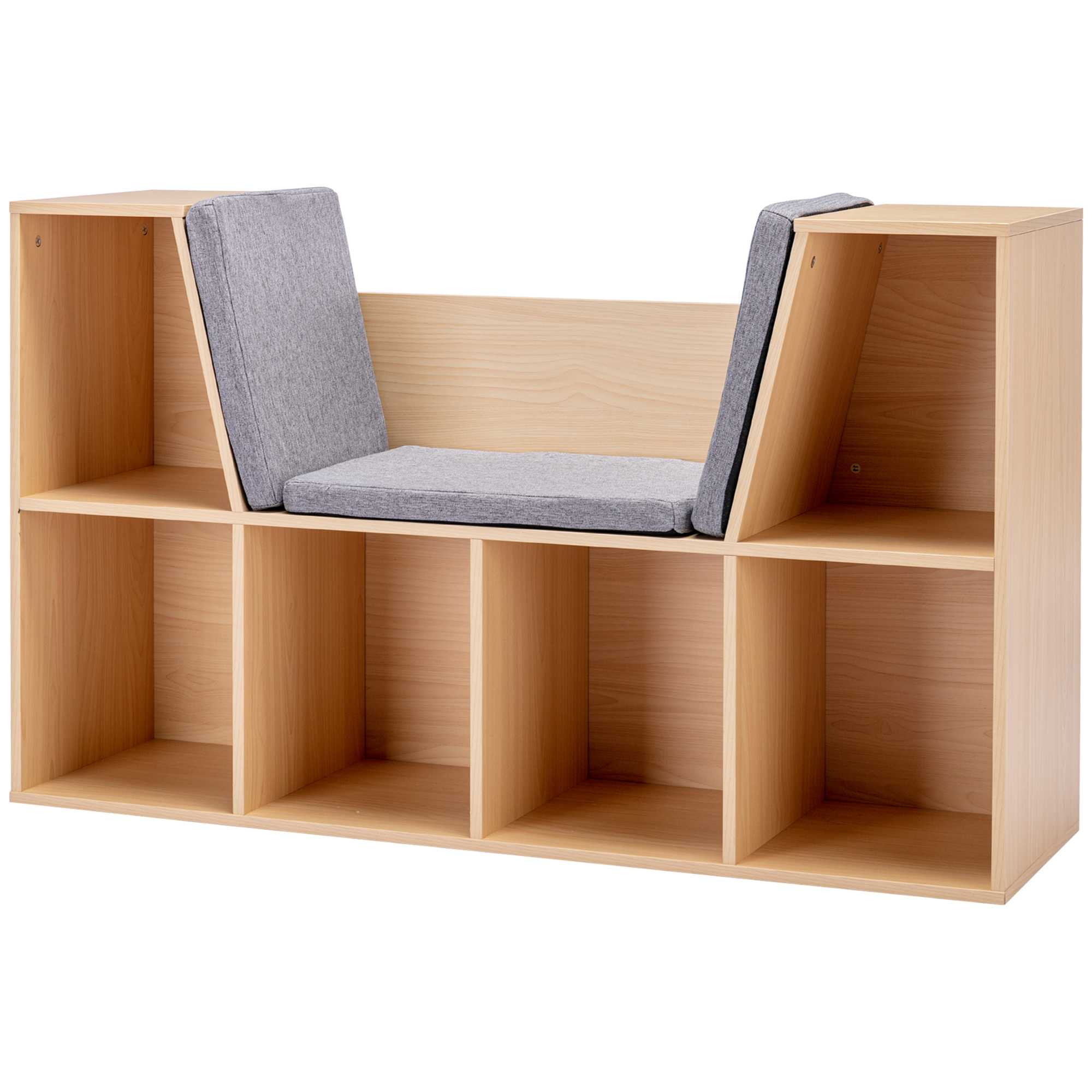 HOMCOM Kinderregal Bücherregal mit Sitzhocker Kindersitzbank mit 6 Fächern günstig online kaufen