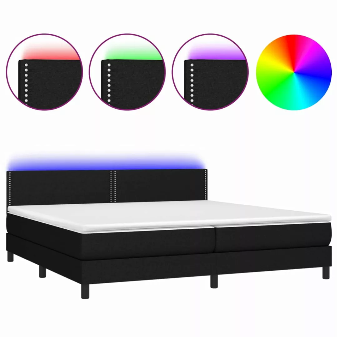 Vidaxl Boxspringbett Mit Matratze & Led Schwarz 200x200 Cm Stoff günstig online kaufen