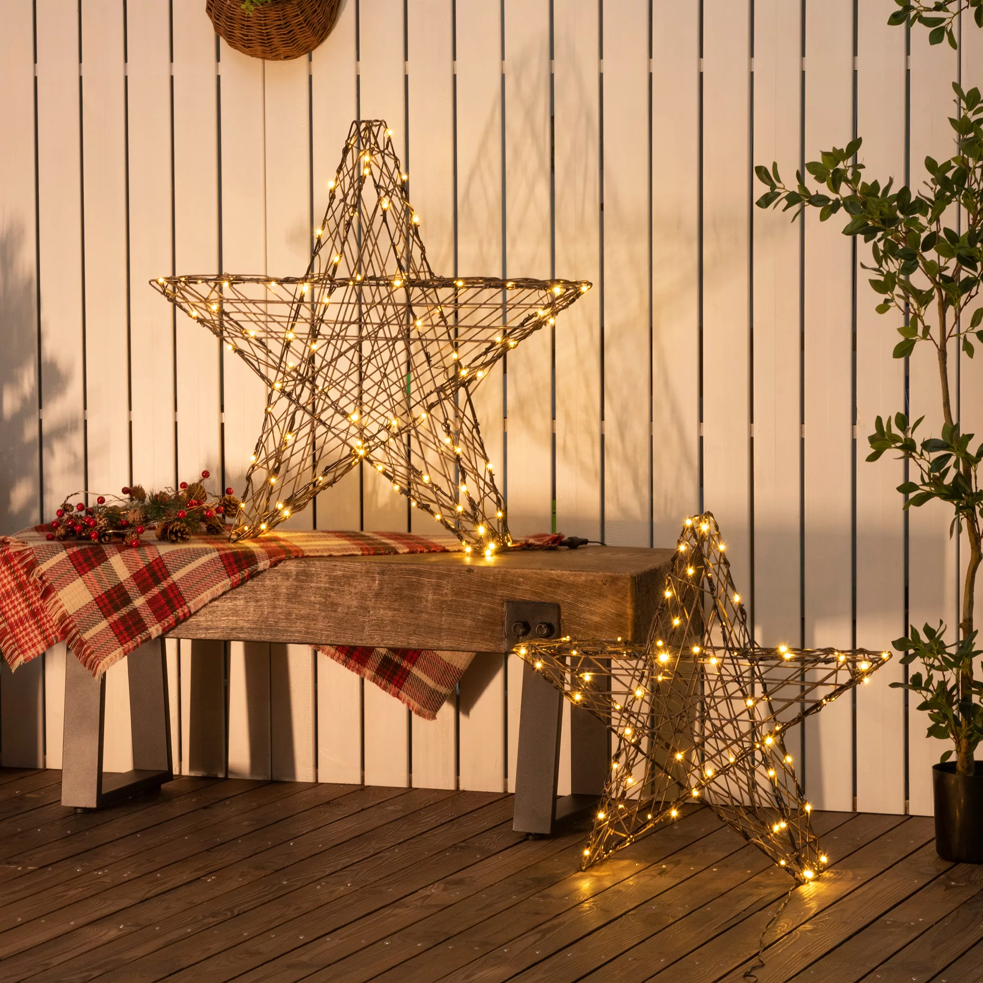 Outsunny Weihnachtsbeleuchtung Set aus 2 Weihnachssternen Weihnachtsschmuck günstig online kaufen