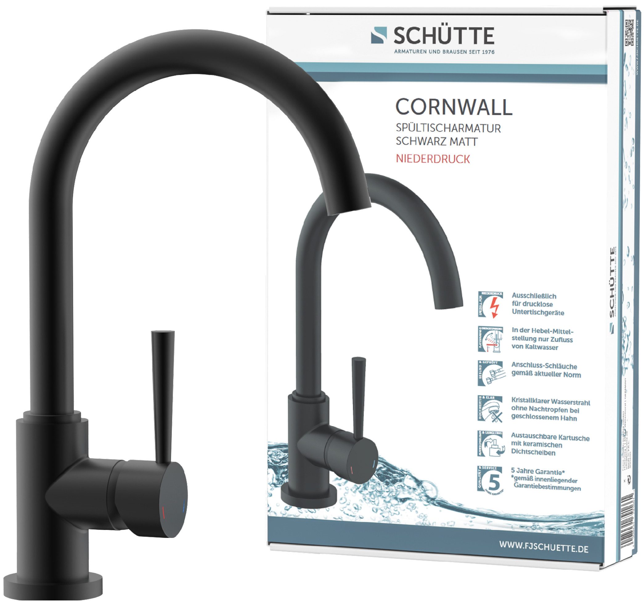 Schütte Spültischarmatur Cornwall Niederdruck, 360° schwenkbarer günstig online kaufen