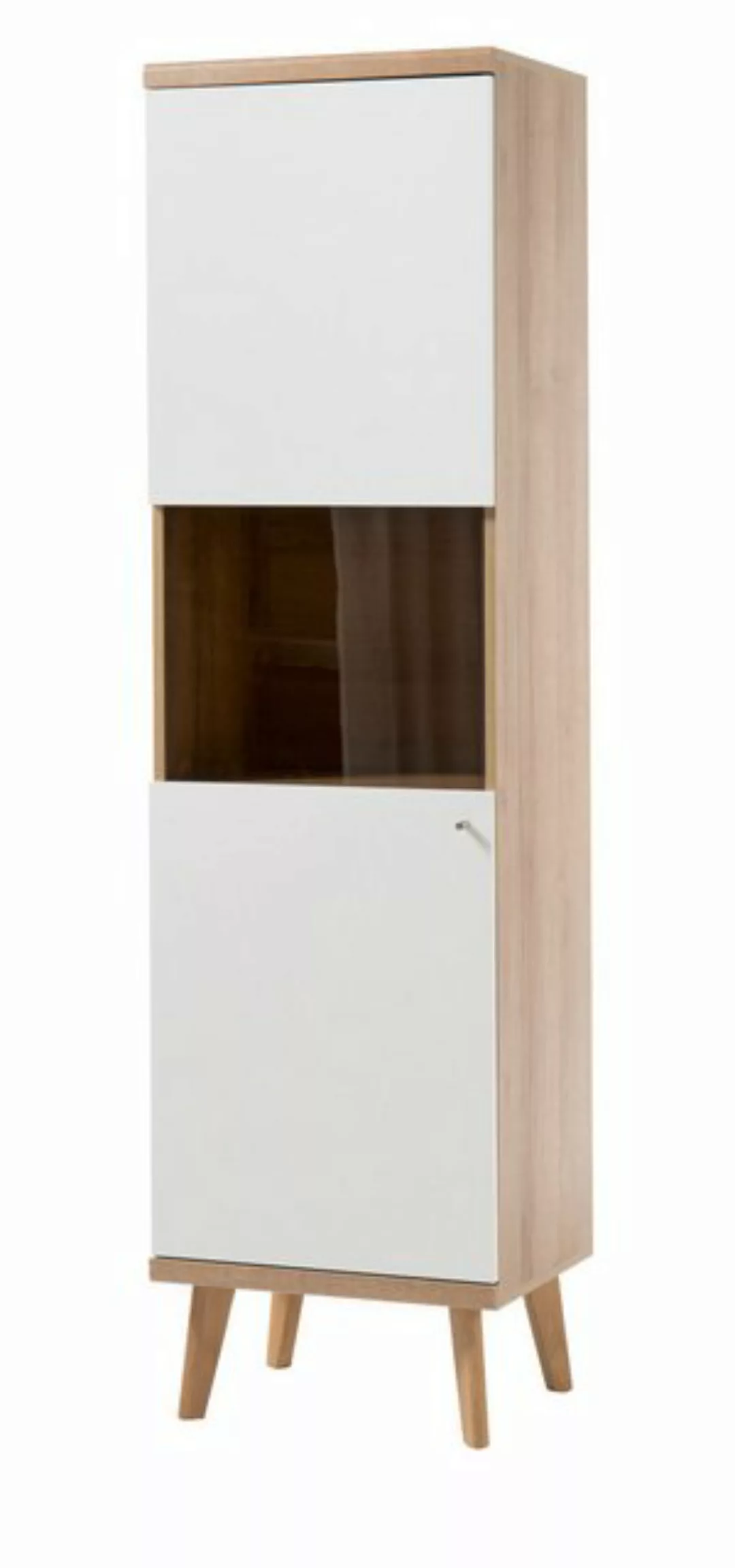 Furn.Design Vitrine Helge (in weiß und Eiche Riviera, 50 x 197 cm) skandina günstig online kaufen