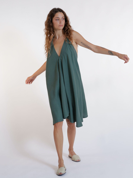 Tencel Kleid Midi Einheitsgröße - Multiposition Short Dress Tencel Linen günstig online kaufen