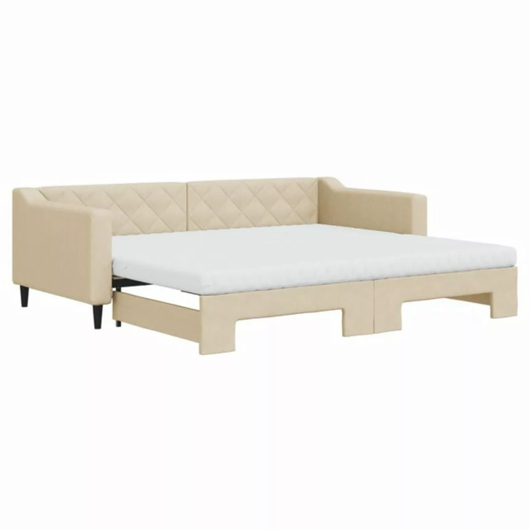 vidaXL Gästebett Gästebett Tagesbett Ausziehbar mit Matratzen Creme 90x200 günstig online kaufen