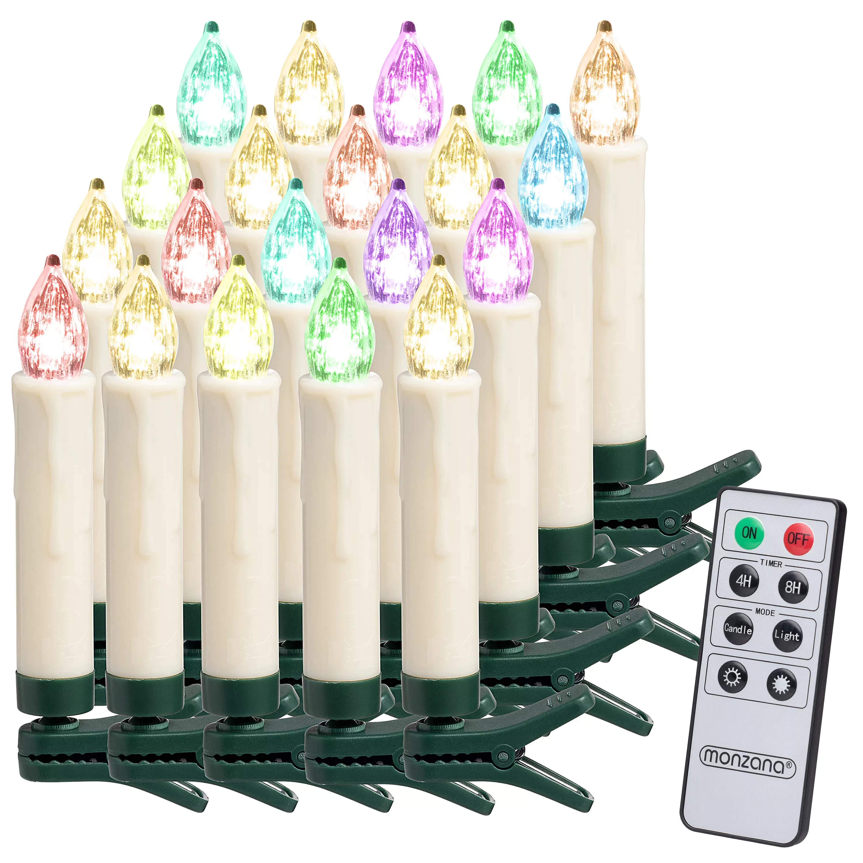 LED Weihnachtsbaumkerzen 20er-Set Bunt Fernbedienung günstig online kaufen