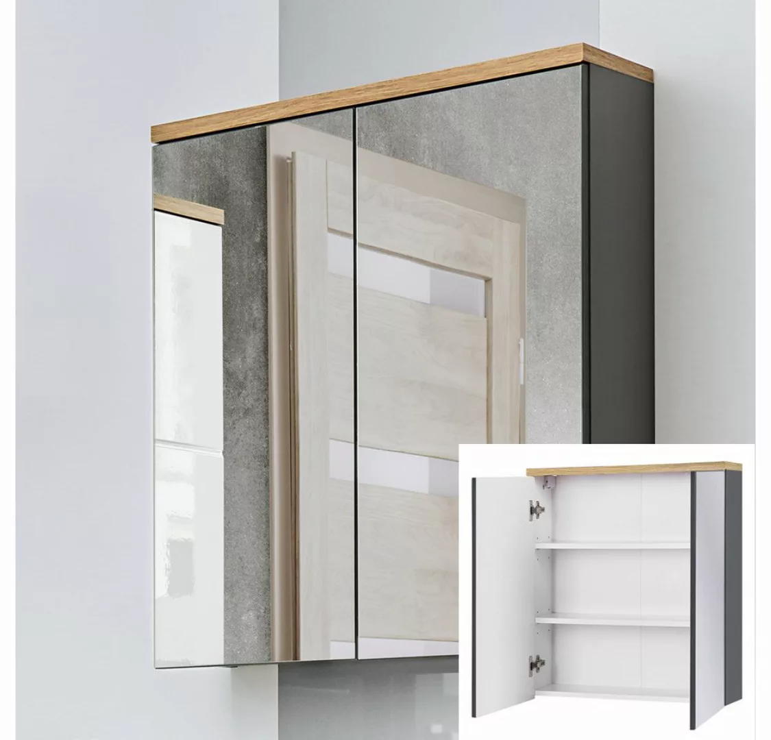 Lomadox Spiegelschrank SOLNA-56 60 cm, Hochglanz grau, B x H x T ca. 60 x 7 günstig online kaufen