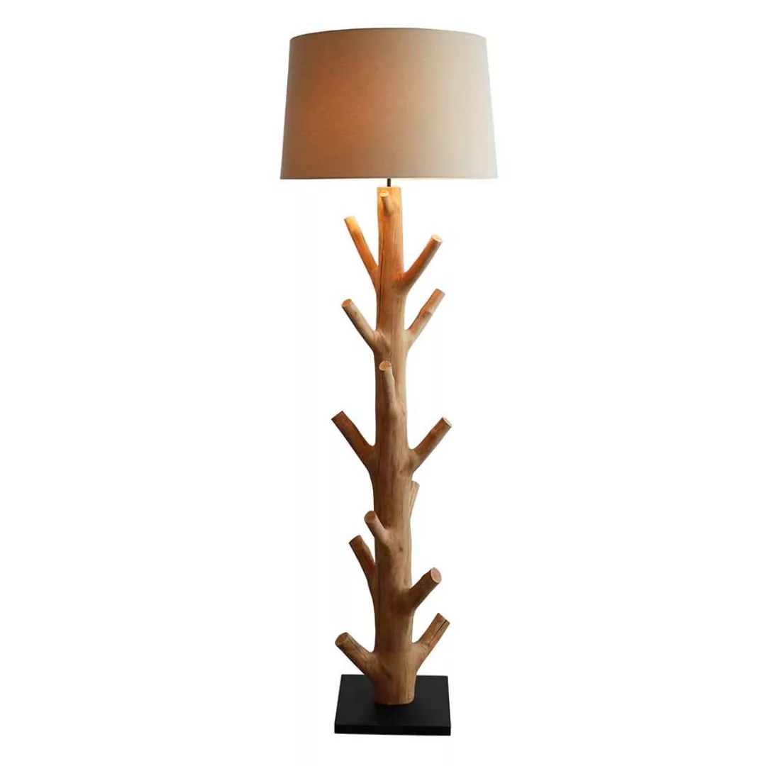 Stehlampe Holz und Stoff in Cremefarben Skandi Design günstig online kaufen