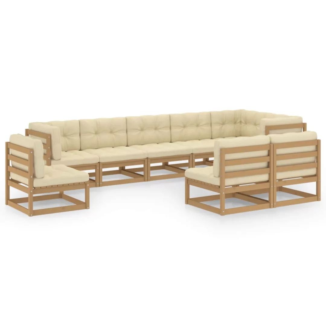 9-tlg. Garten-lounge-set Mit Kissen Kiefer Massivholz günstig online kaufen