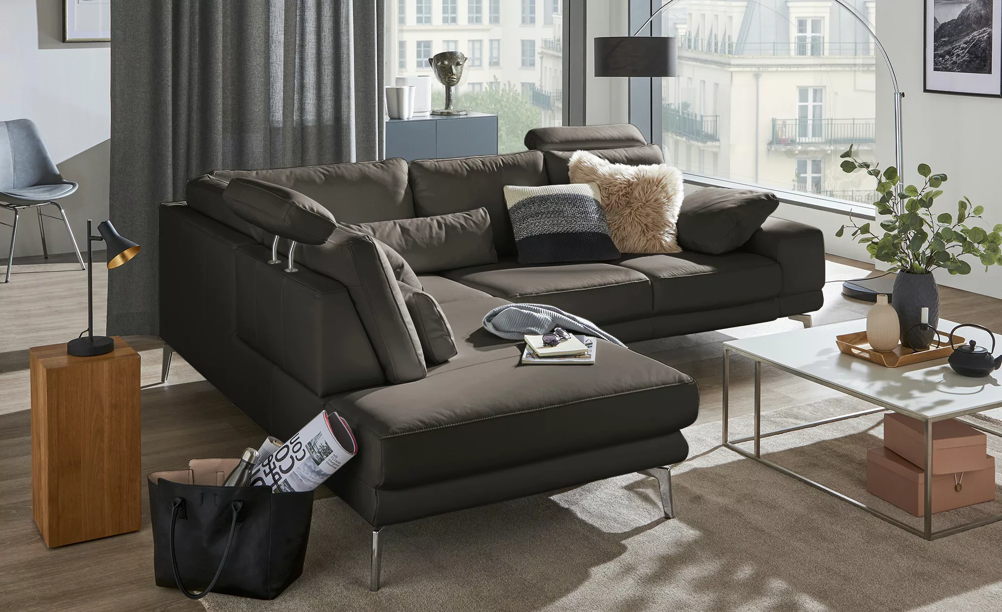 meinSofa Ecksofa aus Leder Dana ¦ braun ¦ Maße (cm): B: 269 H: 86 T: 222 Po günstig online kaufen