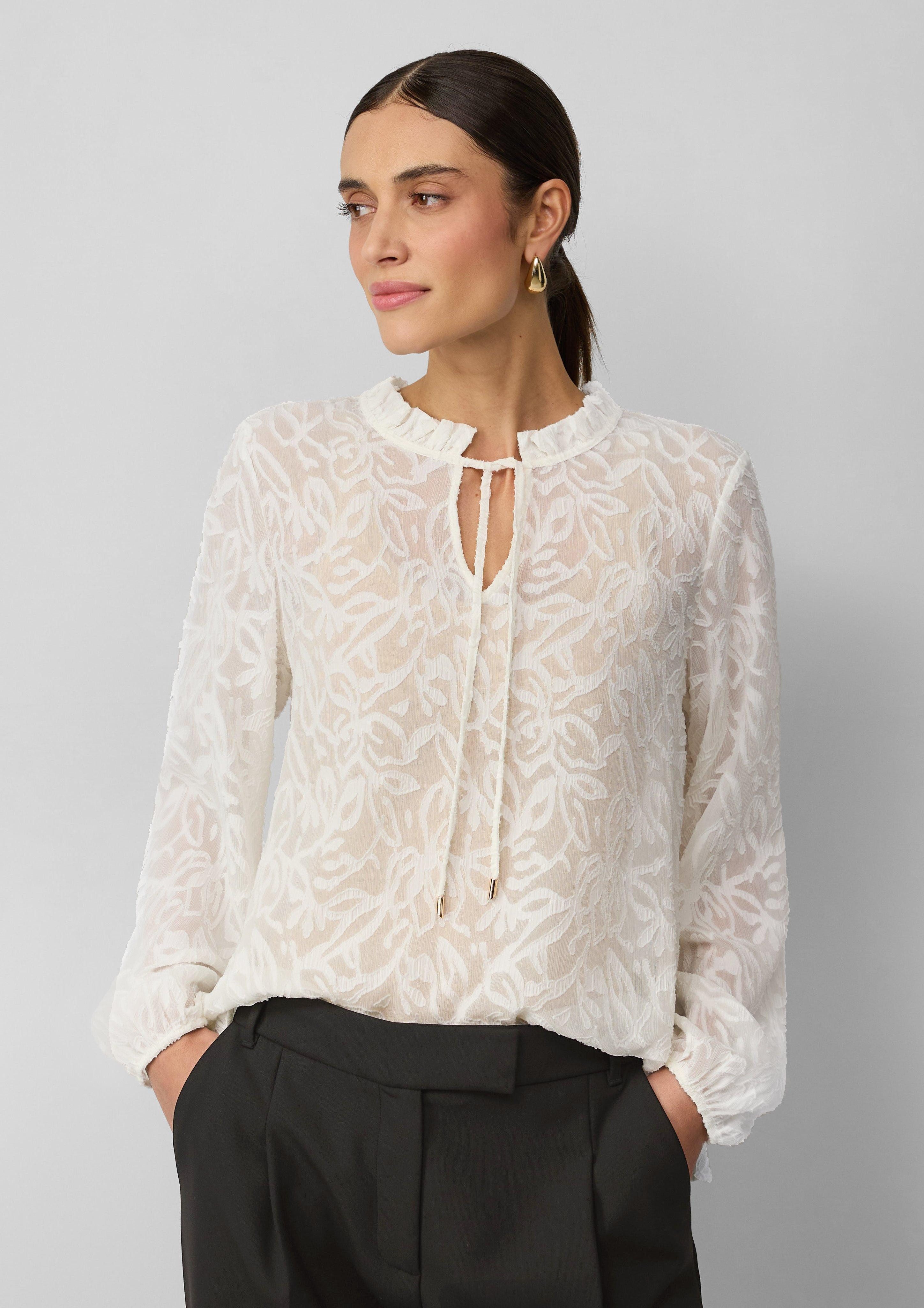 s.Oliver BLACK LABEL Langarmbluse Semitransparente Bluse günstig online kaufen