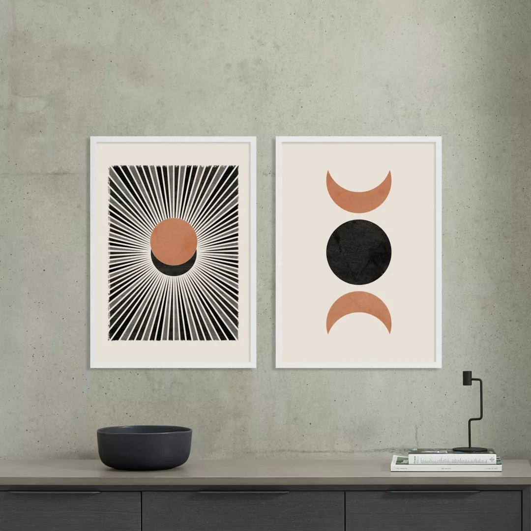 N Minet 'Sunset Moonrise' 2 x gerahmte Kunstdrucke (A3) - MADE.com günstig online kaufen