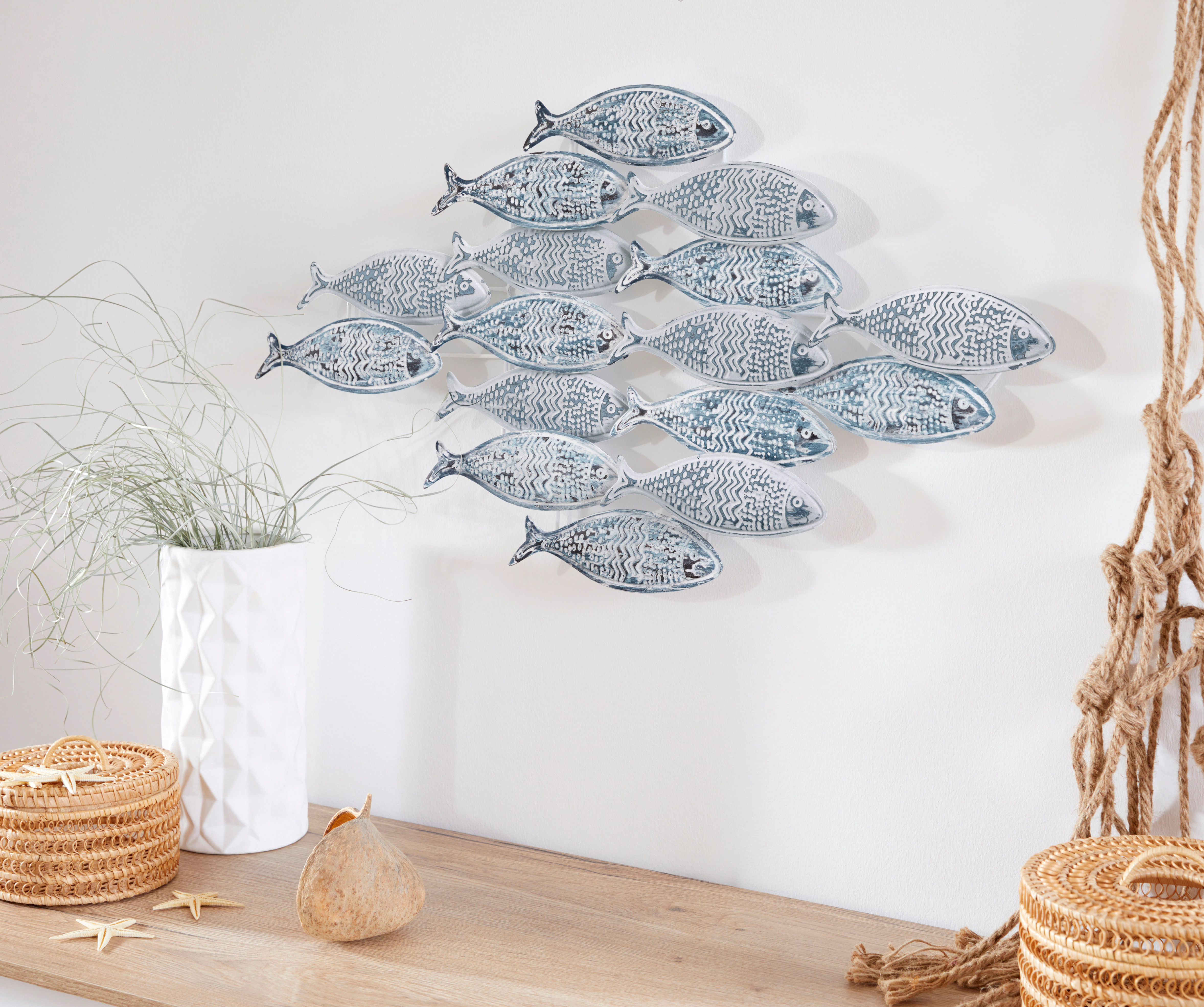 Home affaire Wanddekoobjekt "Fische", Wanddeko aus Metall, Shabby Look günstig online kaufen