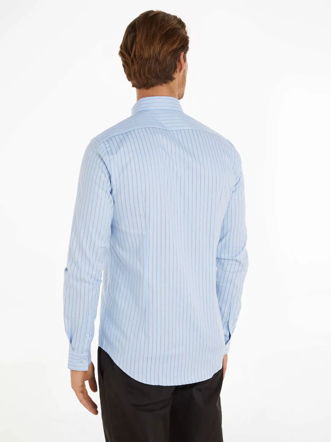 Calvin Klein Langarmhemd OXFORD 2 TONES STRIPE SLIM SHIRT mit Knopfleiste günstig online kaufen