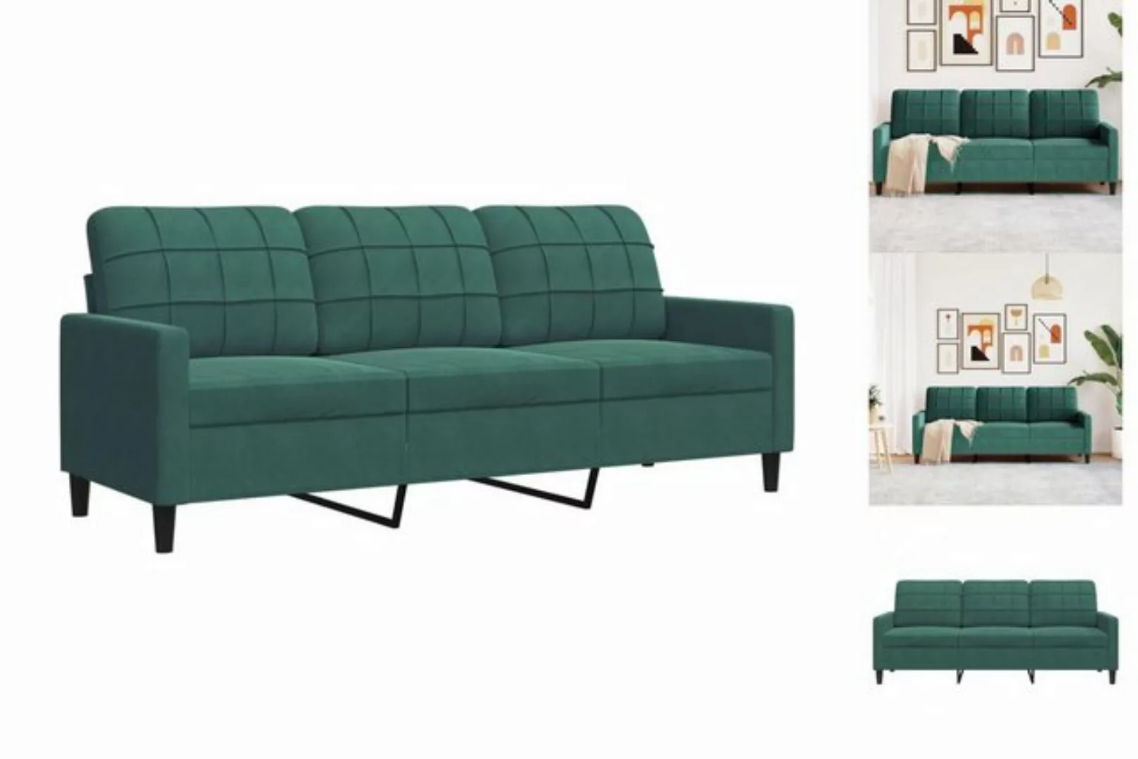 vidaXL Sofa, 3-Sitzer-Sofa Dunkelgrün 180 cm Samt günstig online kaufen