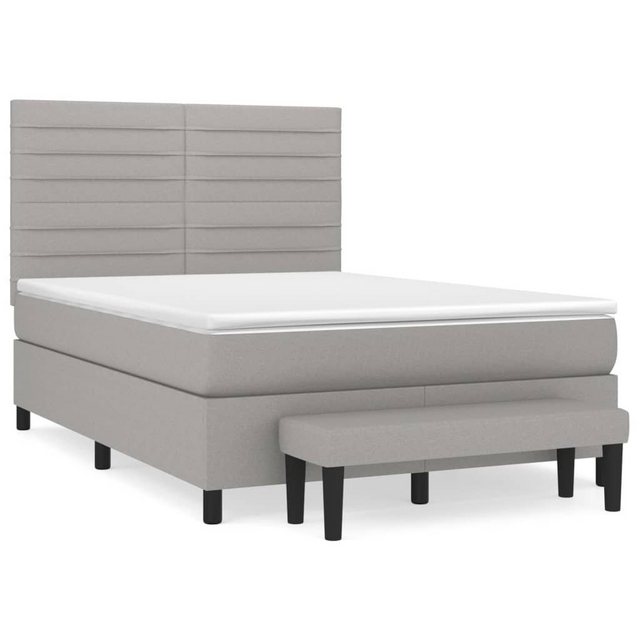 furnicato Bett Boxspringbett mit Matratze Hellgrau 140x200 cm Stoff günstig online kaufen