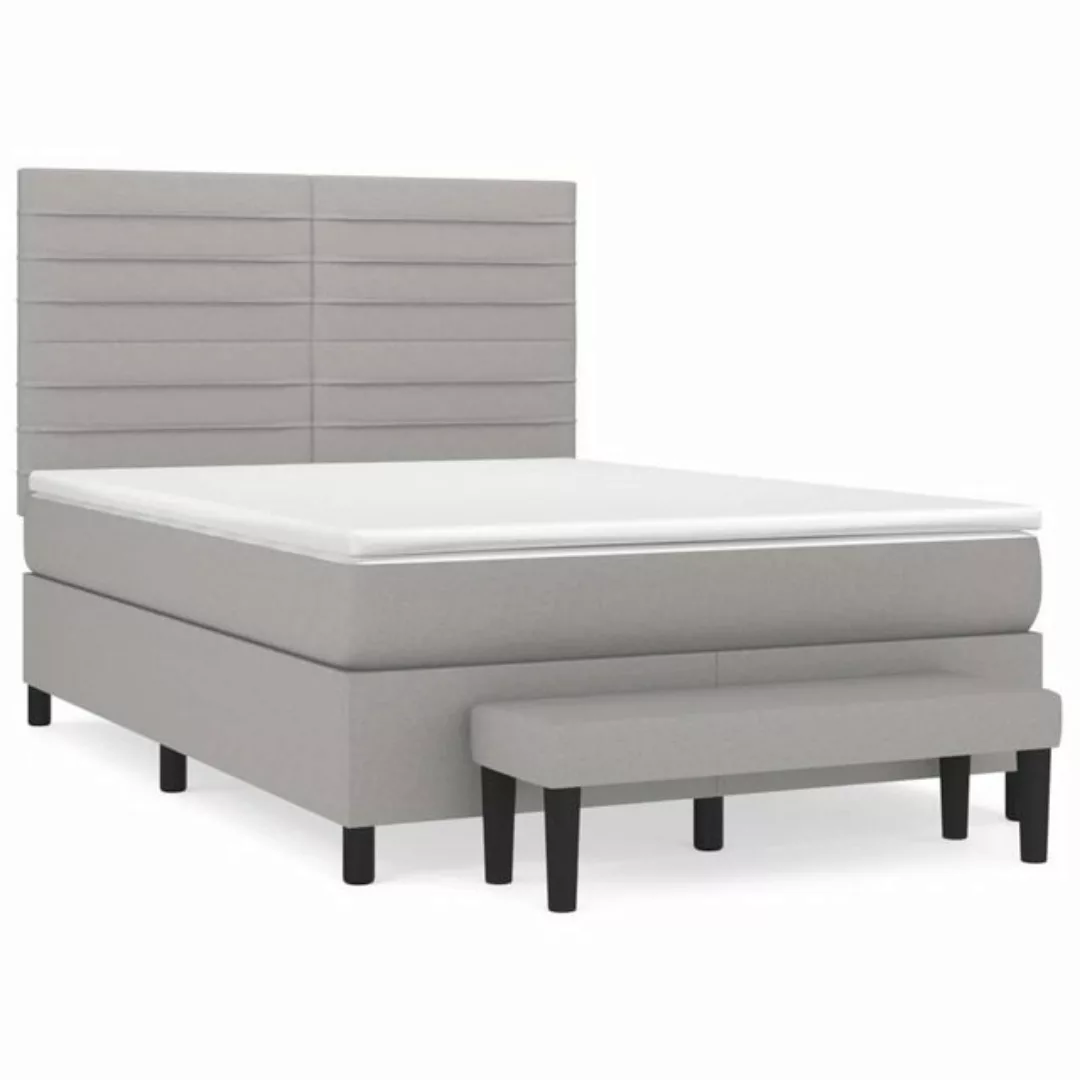 furnicato Bett Boxspringbett mit Matratze Hellgrau 140x200 cm Stoff (1-tlg) günstig online kaufen