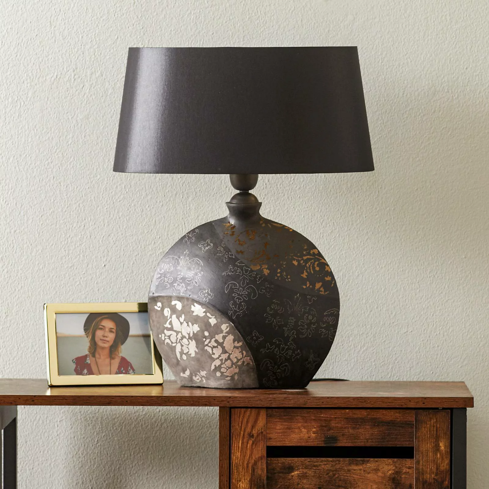 Tischleuchte Mary, Keramik und Chintz, Höhe 50 cm günstig online kaufen