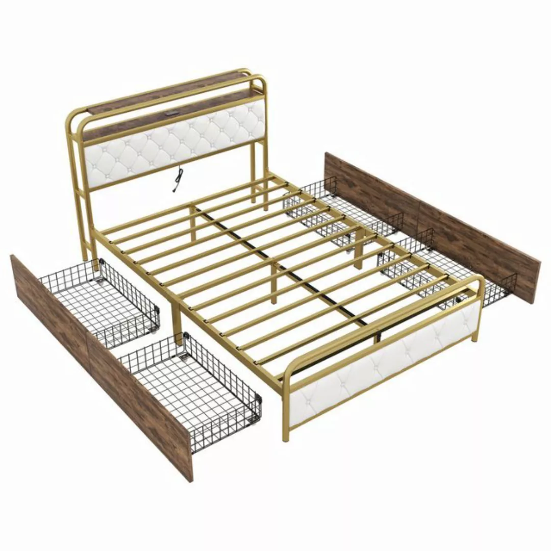 KoDise Stauraumbett Bettrahmen 140*200cm Doppelbett mit 4 Schubladen,USB-St günstig online kaufen