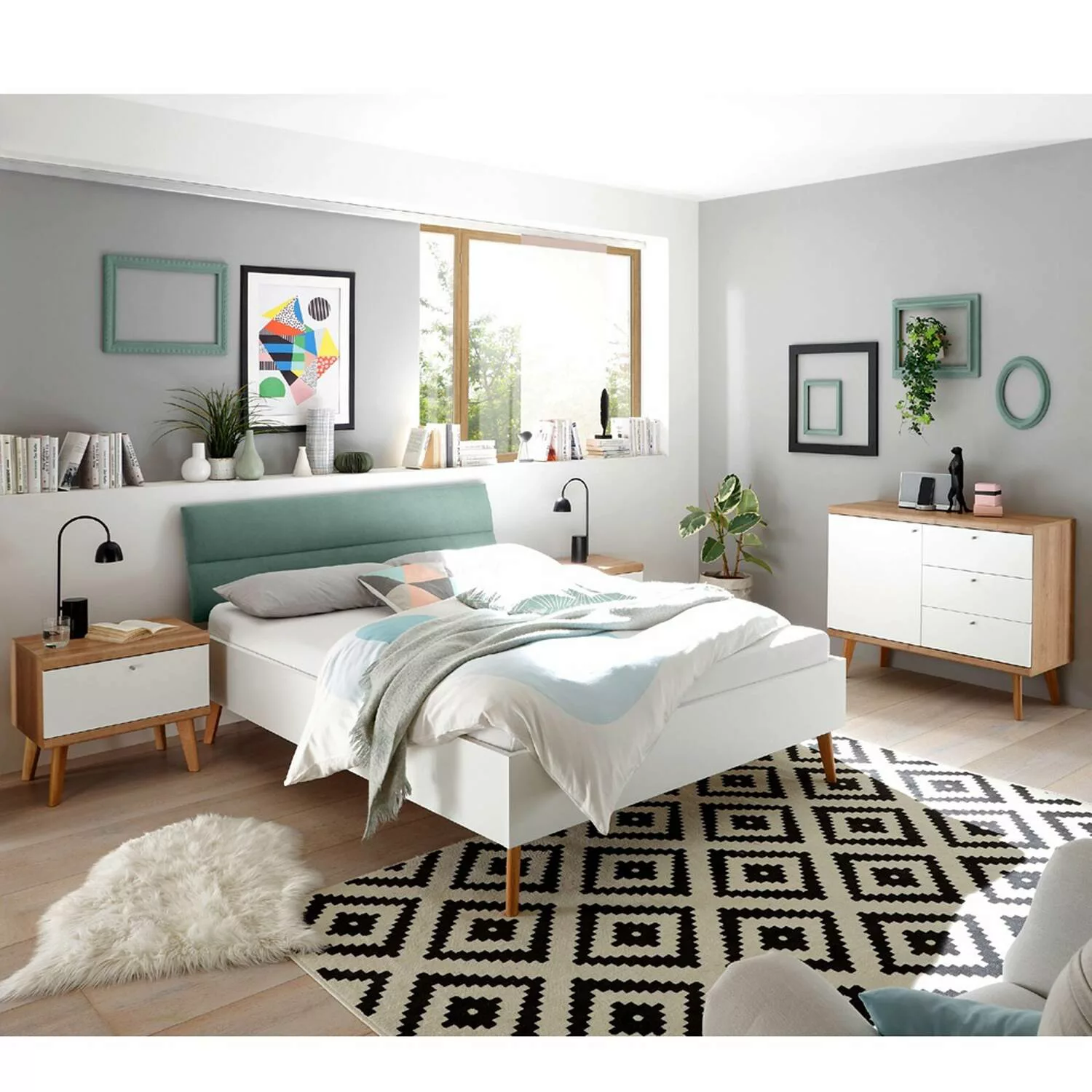 Lomadox Schlafzimmer Jugendzimmer Kombination MAINZ-61, Scandi Stil, weiß m günstig online kaufen