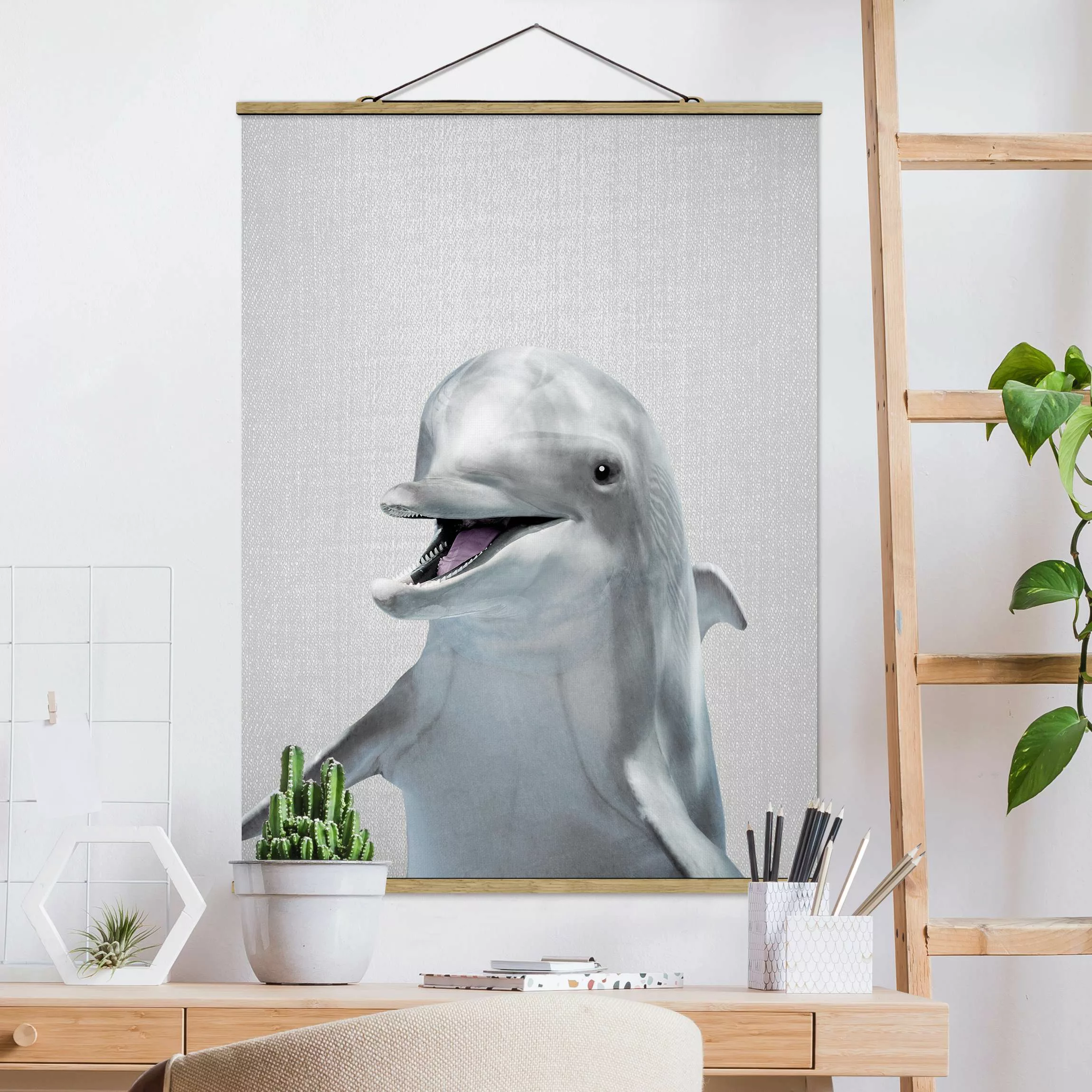 Stoffbild mit Posterleisten Delfin Diddi günstig online kaufen