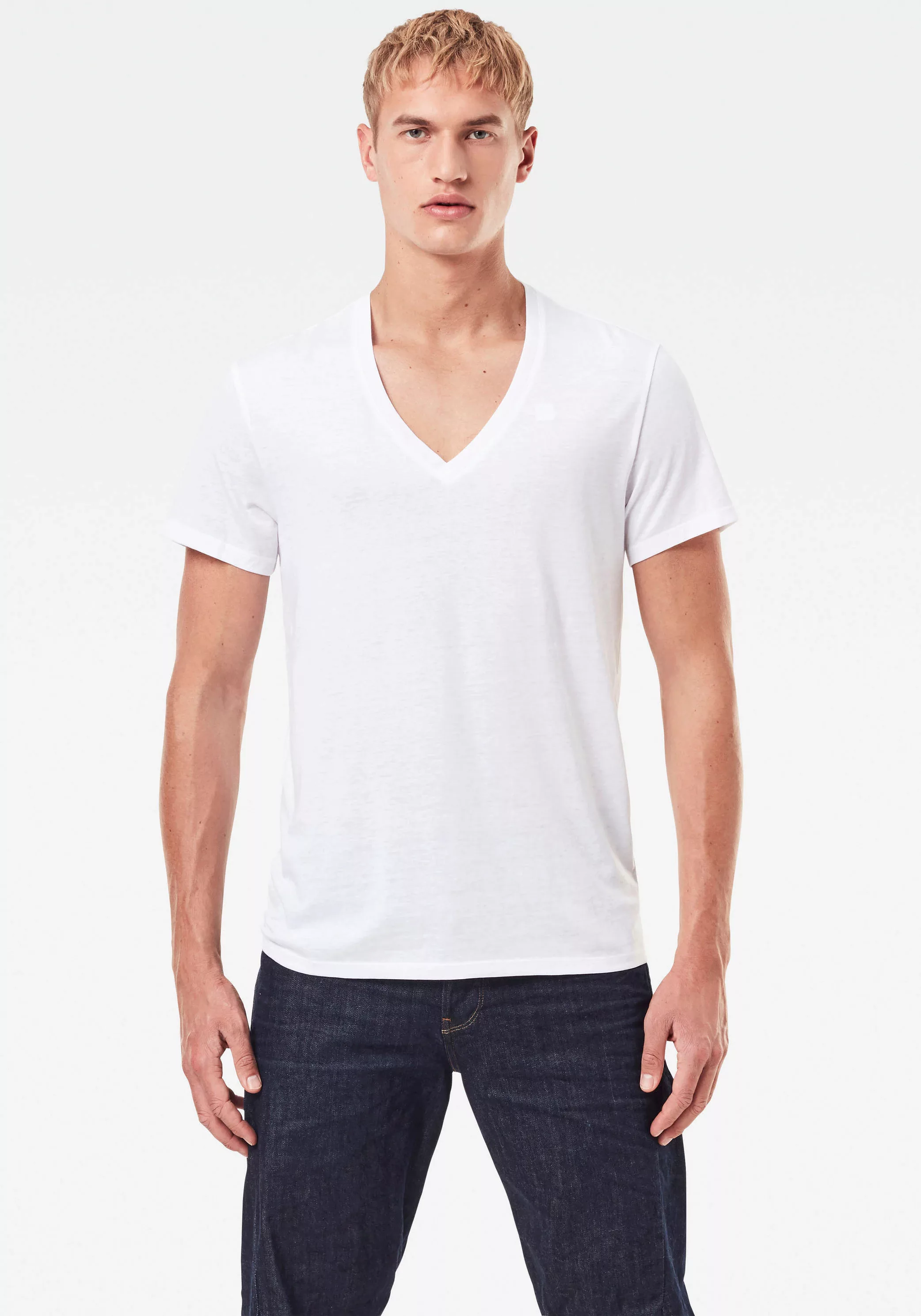 G-star Base Heather Ribbed V-neck Ny Jersey 2 Units Kurzarm T-shirt S White günstig online kaufen
