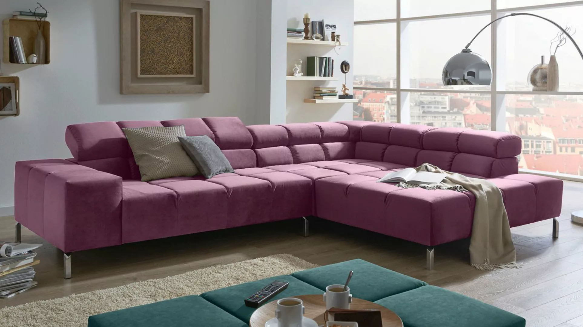 KAWOLA Ecksofa NELSON, Sofa Velvet versch. Ausführungen und versch. Farben günstig online kaufen