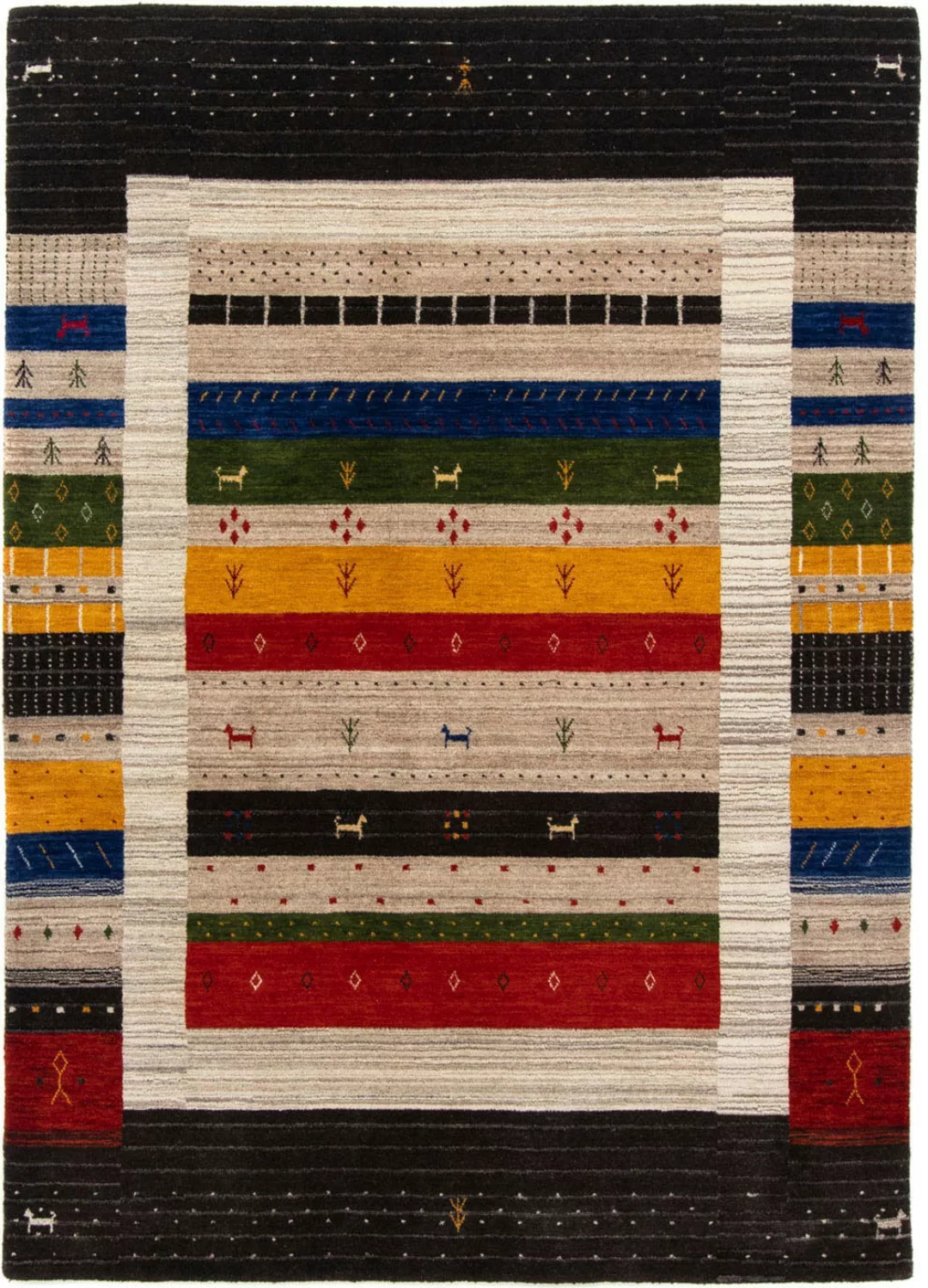 morgenland Wollteppich »Loribaft Bordüre Multicolore 202 x 143 cm«, rechtec günstig online kaufen