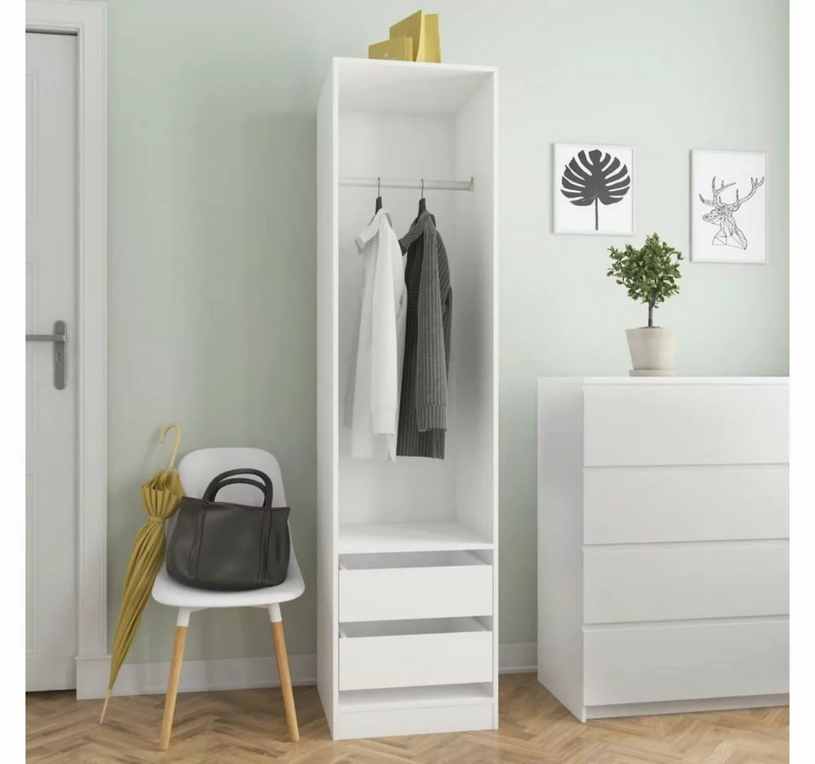 vidaXL Kleiderschrank Kleiderschrank mit Schubladen Weiß 50x50x200 cm Holzw günstig online kaufen