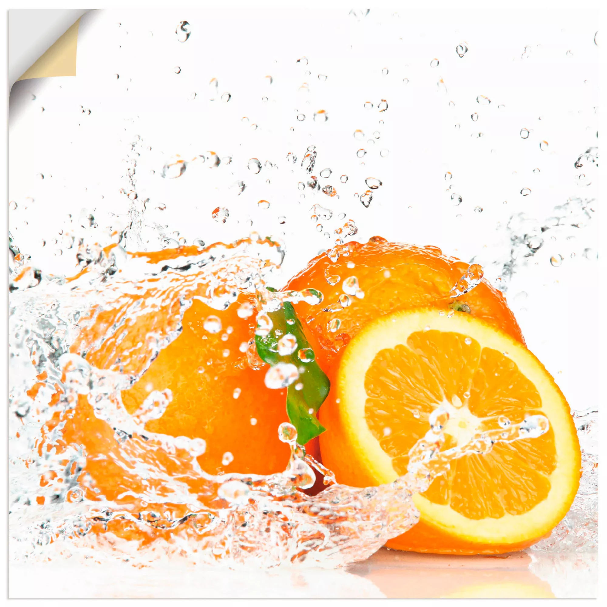 Artland Wandbild "Orange mit Spritzwasser", Süßspeisen, (1 St.) günstig online kaufen