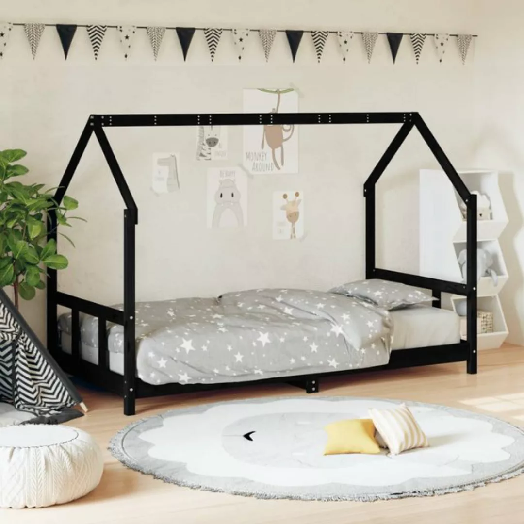 vidaXL Kinderbett Kinderbett Schwarz 90x200 cm Massivholz Kiefer günstig online kaufen