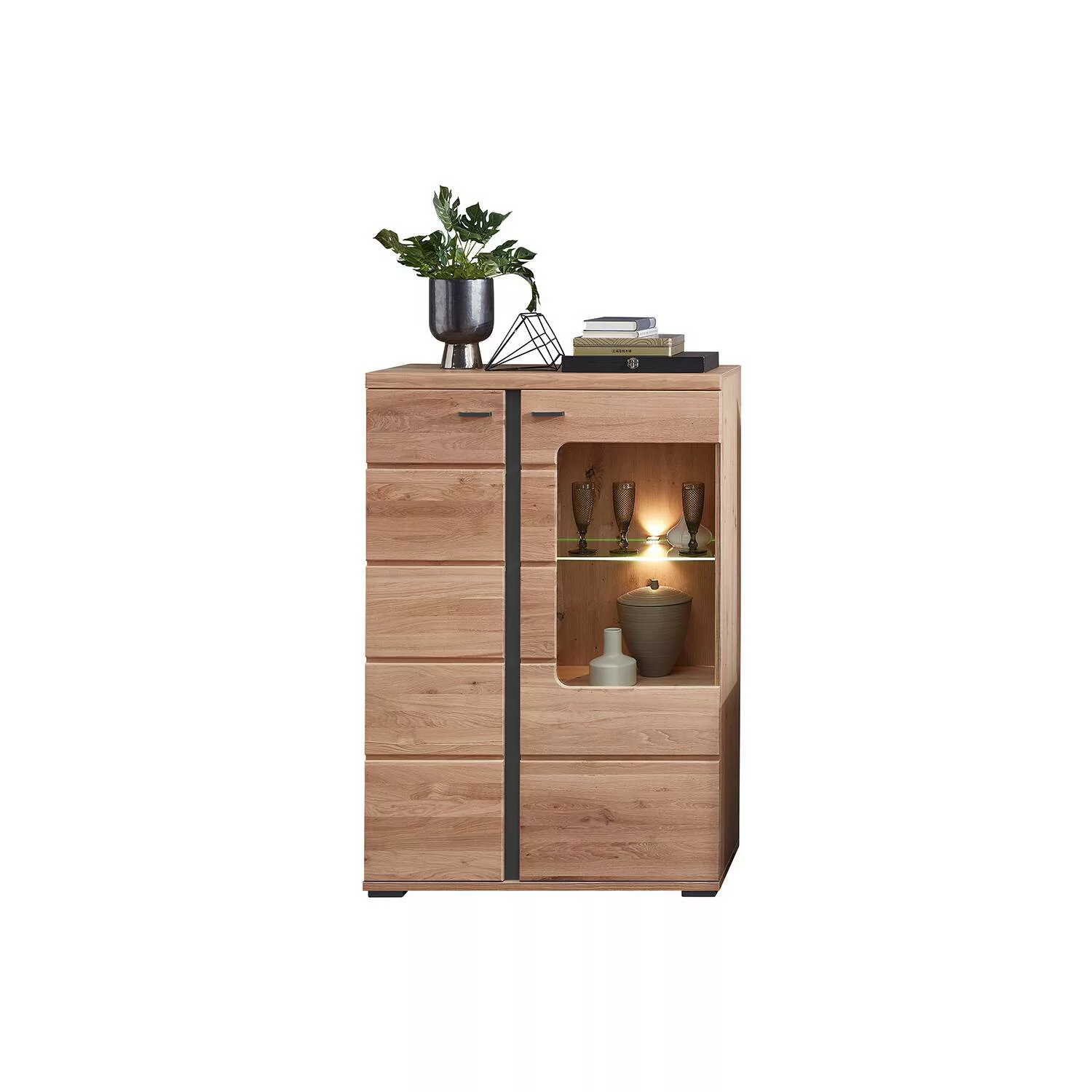 Wohnzimmer Vitrine mit Massivholzfront inkl. LED-Beleuchtung STAVEN-36 in O günstig online kaufen