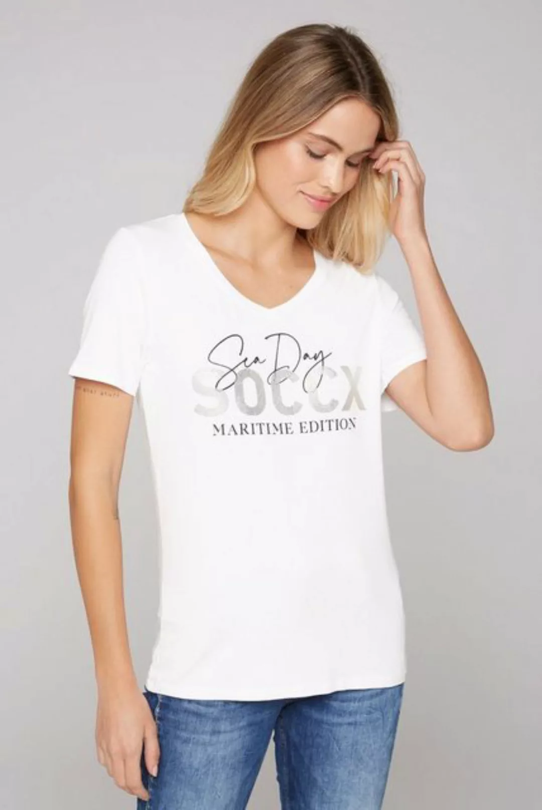 SOCCX Rundhalsshirt mit Necktape günstig online kaufen