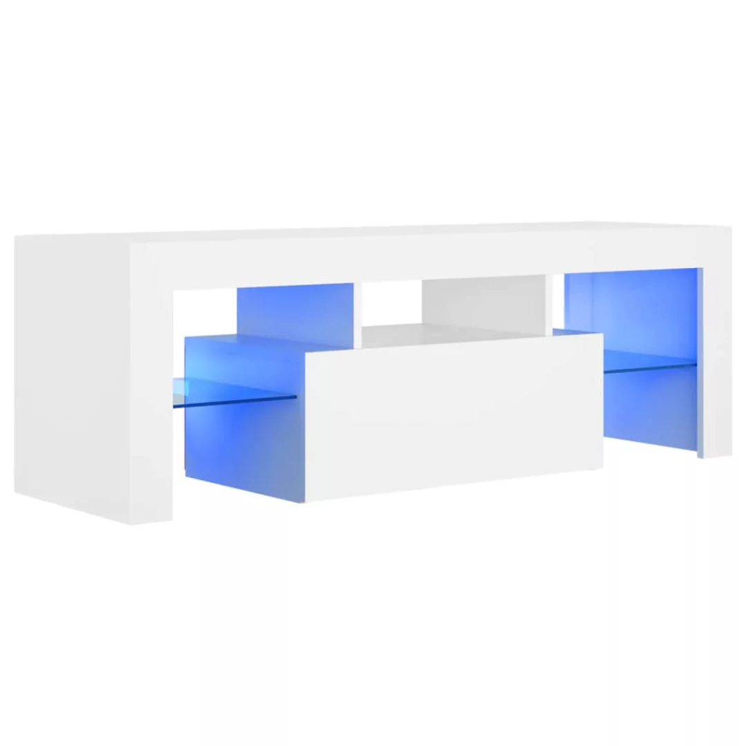 Tv-schrank Mit Led-leuchten Weiß 120x35x40 Cm günstig online kaufen