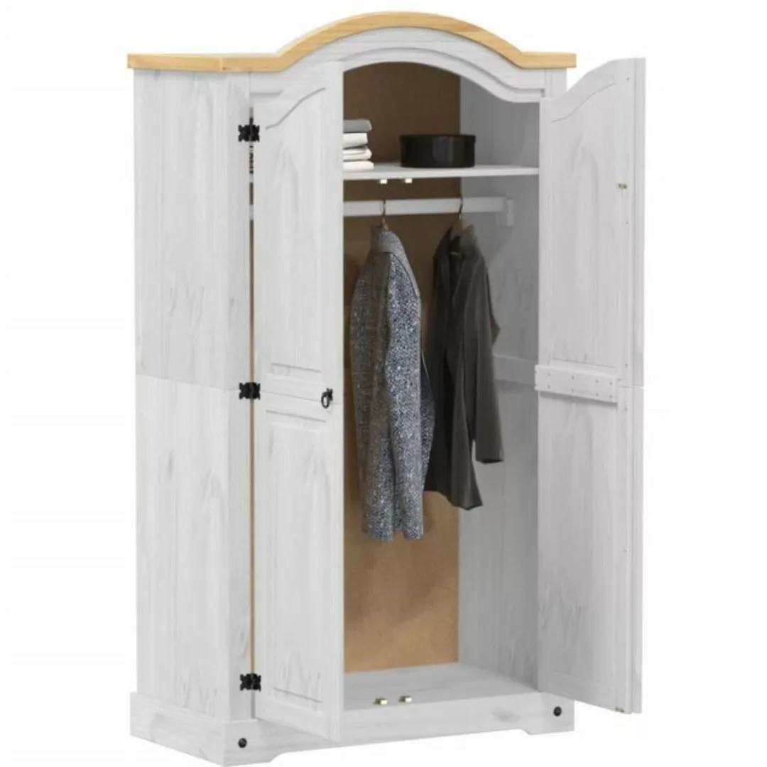 vidaXL Kleiderschrank Kleiderschrank Corona Weiß 102x52x186 cm Massivholz K günstig online kaufen