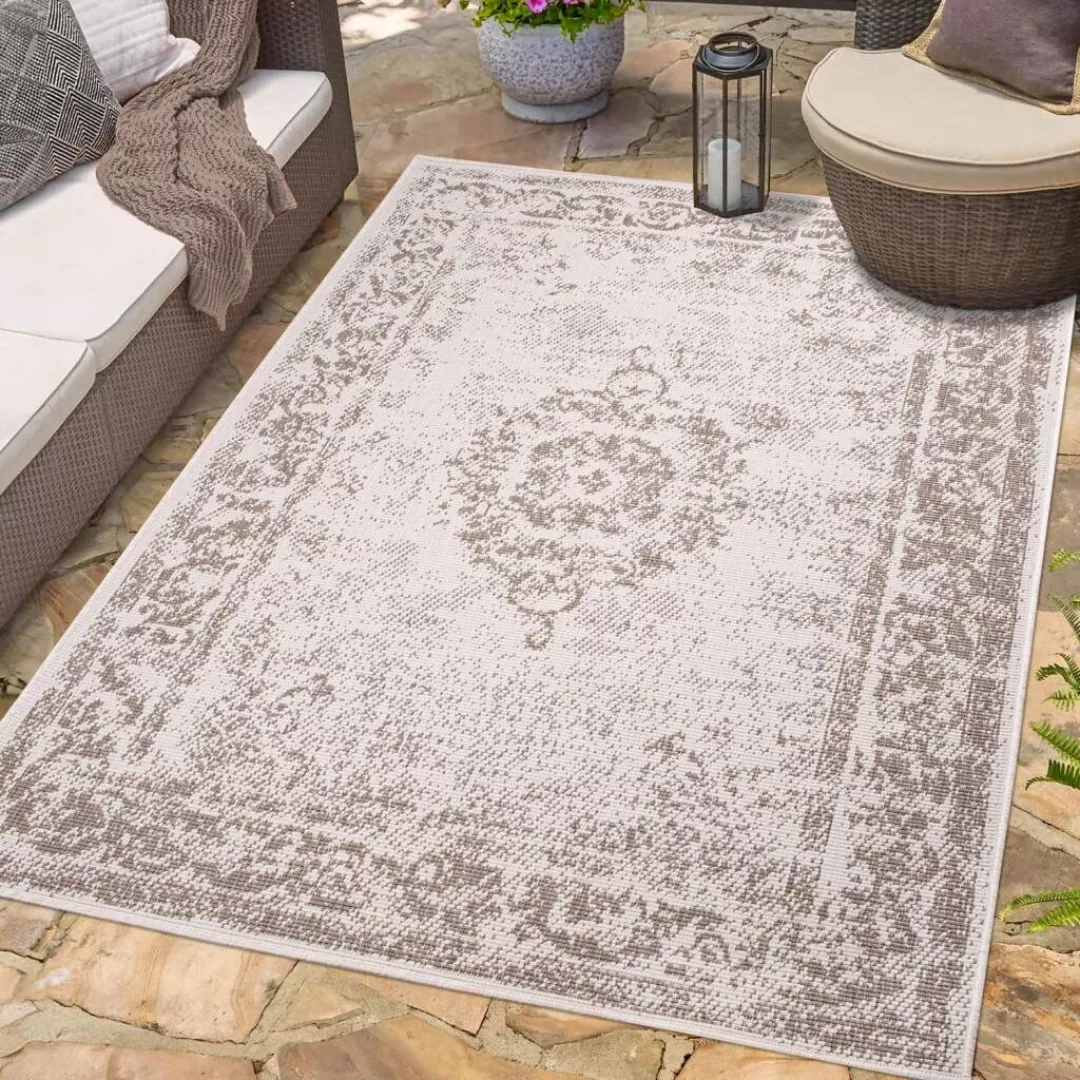 Carpet City Outdoorteppich »DUO RUG 5577«, rechteckig, 5 mm Höhe, Wendetepp günstig online kaufen