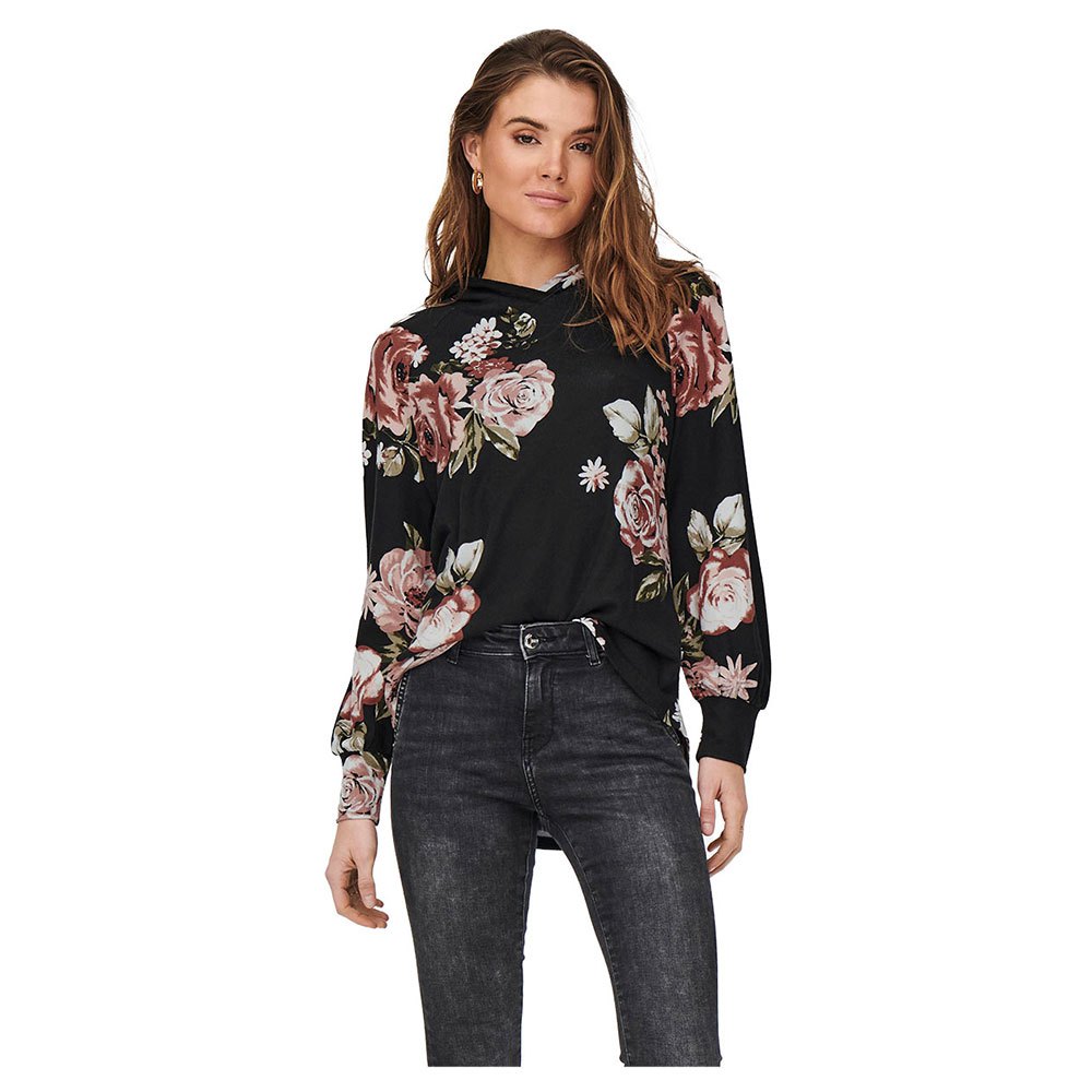Only Elcos Emma Langarm T-shirt XL Black / Aop Rose Bouquet Flowers günstig online kaufen