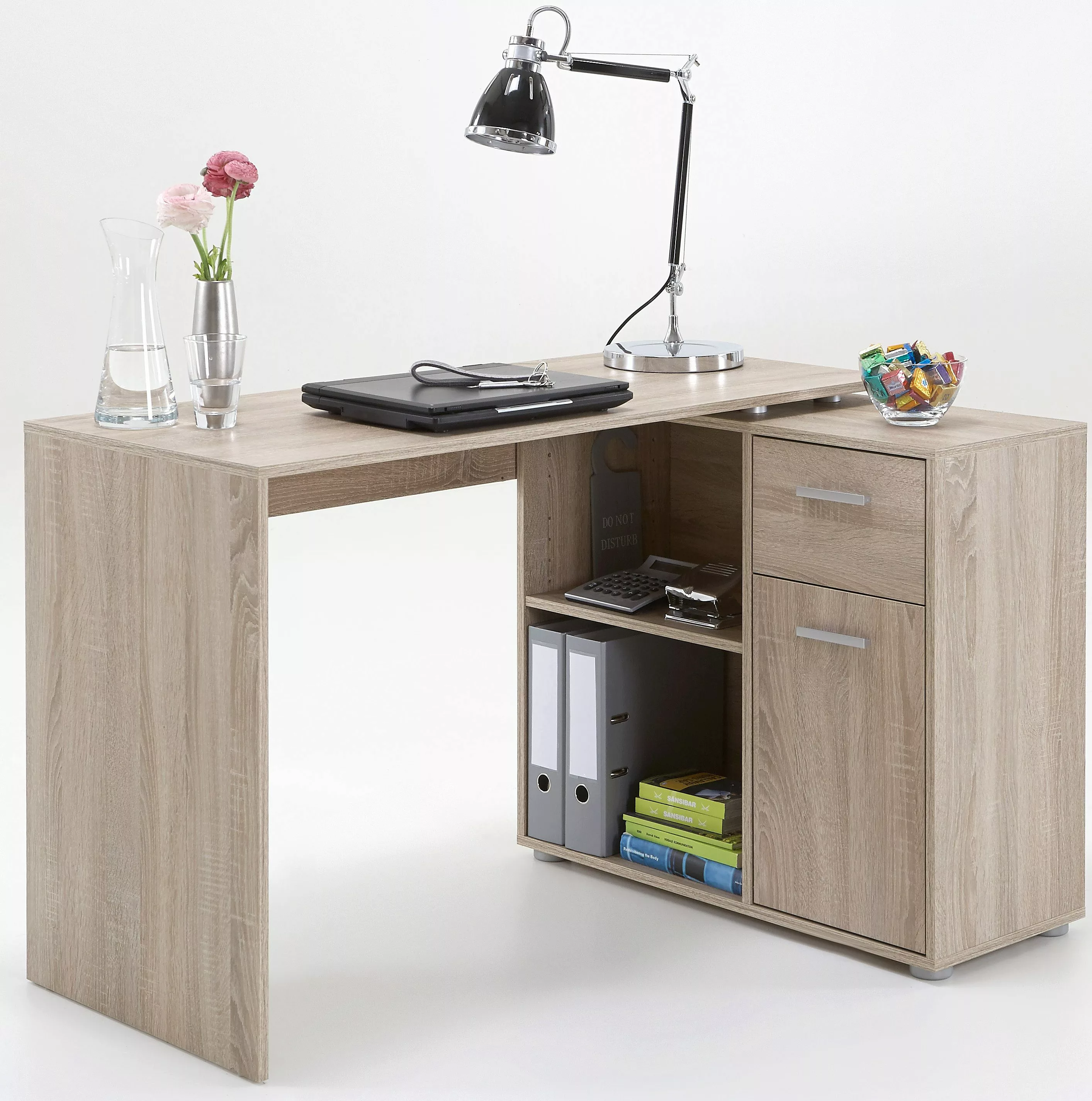 FMD Eckschreibtisch "AUGSBURG", Schreibtisch / Sideboard mit Stauraum, dreh günstig online kaufen