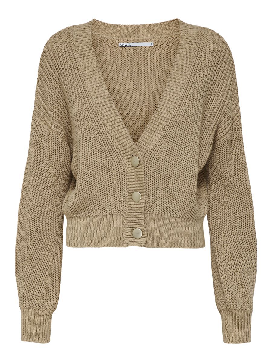 ONLY Geripptes Strickjacke Damen Beige günstig online kaufen