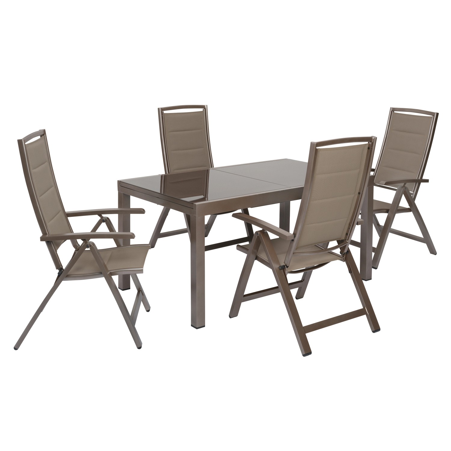 Merxx Tinetto Set 5-tlg. 4 Klappsessel Gartentisch Ausziehbar 150 (220) x 9 günstig online kaufen